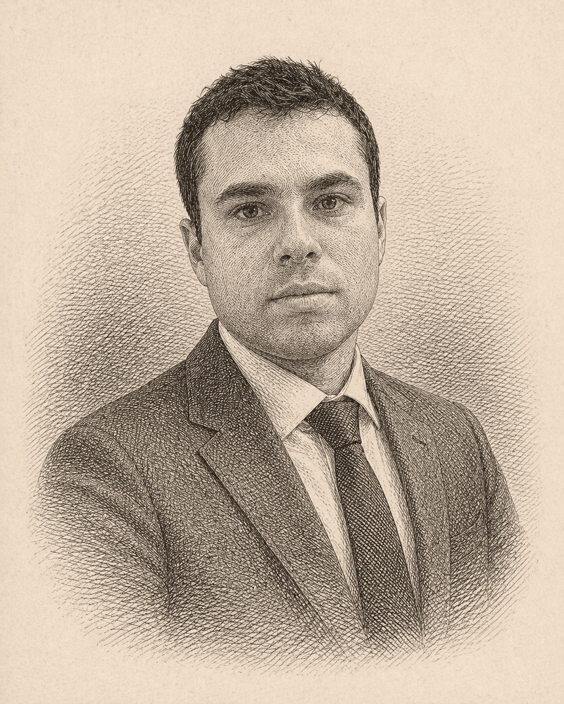 Retrato editorial em gravura de Thiago Maciel